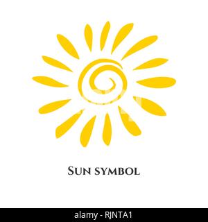 Symbole icône soleil manuscrite. Pour la conception d'illustration vectorielle Illustration de Vecteur