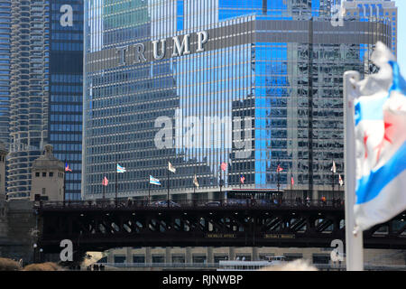 Un fermé l'avis du Trump International Hotel & Tower Chicago.Chicago. L'Illinois. USA Banque D'Images