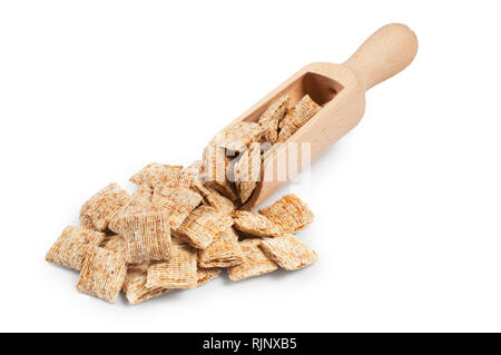 Portrait miniature de petits shredded wheat isolé sur un fond blanc - John Gollop Banque D'Images