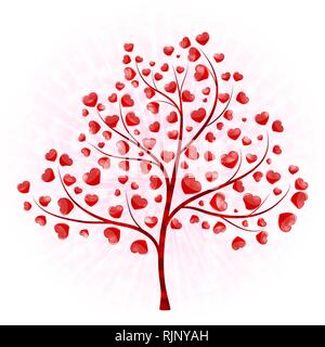 L'arbre de l'amour avec des feuilles de coeurs vector Illustration de Vecteur