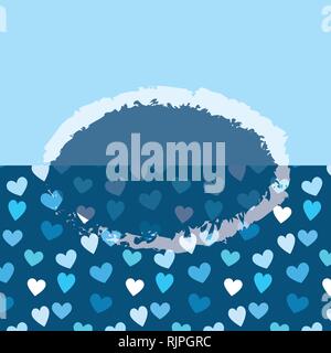 Coeur invitation/merci/event/saint valentin modèle de carte de vecteur dans la palette de couleurs bleu et blanc Illustration de Vecteur
