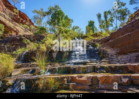 Randonnées à fortescue falls dans la région de dales gorge, parc national de Karijini, Australie occidentale Banque D'Images