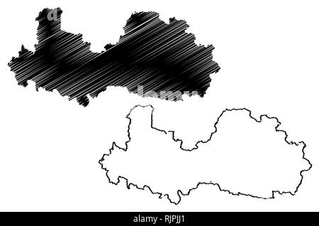 Province de Bac Giang (République socialiste du Viêt Nam, Subdivisions du Vietnam) map vector illustration, scribble sketch Tinh carte Bac Giang Illustration de Vecteur