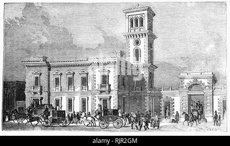 Conception inachevée pour une nouvelle station quasi-bâtiment de style italien avec un pittoresque campanile à London Bridge ont été établis, conçu conjointement par Lewis Cubitt, John Urpeth Rastrick et Henry Roberts. La ligne principale est la plus ancienne station de gare à Londres et l'un des plus anciens au monde ayant ouvert en 1836. Ouverte par le chemin de fer de Londres et Greenwich comme un service local, il a par la suite servi la London et Croydon Railway, le Londres et Brighton Railway et le South Eastern Railway, devenant ainsi un important terminus de Londres. Banque D'Images