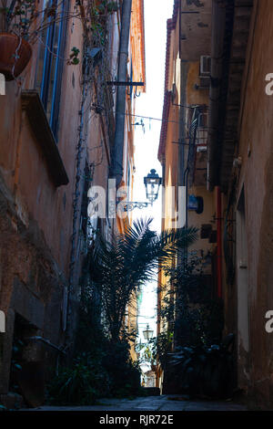 Rue sombre très étroites dans la vieille ville. Pizzo, Calabre, Italie Banque D'Images