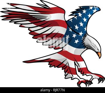 Vol patriotique drapeau américain Eagle Vector Illustration Illustration de Vecteur