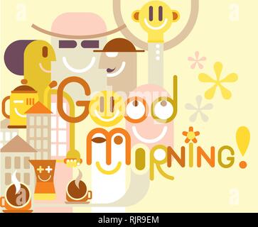 Bon Matin - illustration vecteur de couleur. Illustration de Vecteur