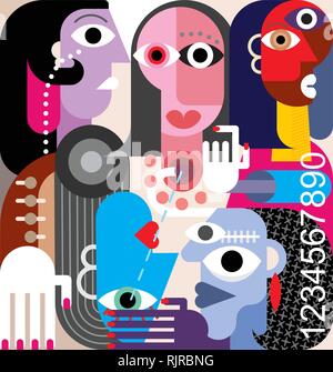 Les relations humaines. Grand groupe de personnes - l'art abstrait vector illustration. Illustration de Vecteur