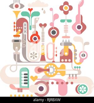 Abstract vector composition avec des instruments de musique. Isolé sur fond blanc. Illustration de Vecteur