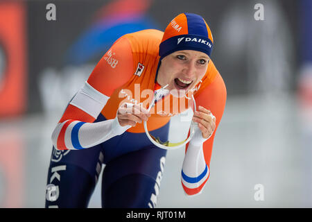 7 février 2019 Inzell, Allemagne Championnats du monde de distances individuelles de patinage de vitesse 3000m Carlijn Achtereekte Banque D'Images