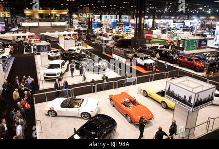 Chicago, USA. 7 Février, 2019. Photo prise le 7 février 2019 affiche un aperçu de l'auto de Chicago 2019 Aperçu du média au McCormick Place à Chicago, aux États-Unis. La 111e Chicago Auto Show, le plus important aux États-Unis, a débuté jeudi avec près de 50 constructeurs présentant près de 1 000 véhicules au McCormick Place cette année. Crédit : Joel Lerner/Xinhua/Alamy Live News Banque D'Images