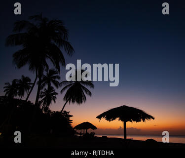 Coucher du Soleil à Turtle Beach exquis, Tobago Banque D'Images