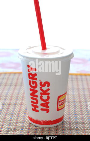 Hungry Jack's Burger King soft drink dans tasse de papier Banque D'Images