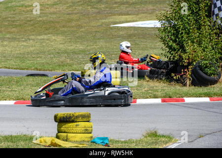 Kyustendil, Bulgarie - 16 septembre 2018 : Valentin Tsankov Racing aux 12 heures d'Endurance de course de kart en Bulgarie. Banque D'Images