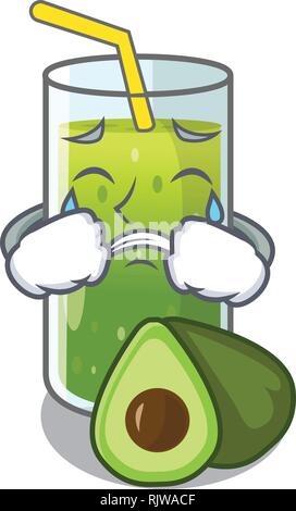 L'avocat de pleurer sur des caractères isolés des smoothies Illustration de Vecteur