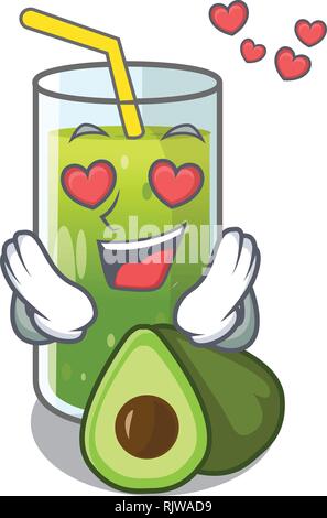 Dans l'amour de l'avocat des smoothies sont isolées sur les personnages Illustration de Vecteur