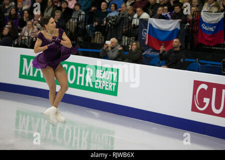 Biélorussie, Minsk, le 25 janvier 2019. Arène de Minsk. Championnat d'Europe de patinage artistique.Fédération de la patineuse artistique Stanislava Konstantinova à l'Europea 2019 Banque D'Images