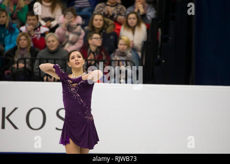 Biélorussie, Minsk, le 25 janvier 2019. Arène de Minsk. Championnat d'Europe de patinage artistique.Fédération de la patineuse artistique Stanislava Konstantinova à l'Europea 2019 Banque D'Images