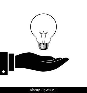 Businessman with light icône bulp, isolé sur fond blanc, pour le concept d'idées, l'entreprise et de l'éducation. Vector illustration emblématique. Illustration de Vecteur