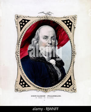 Benjamin Franklin : l'homme d'État et philosophe ca. 1847 Banque D'Images