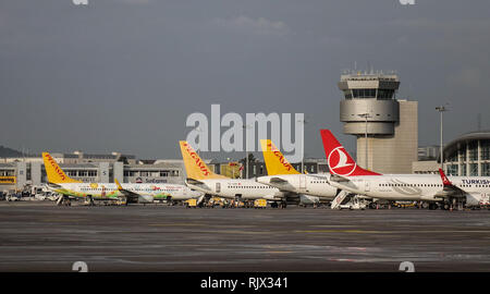 Istanbul, Turquie - 30 Sep 2018. Les avions à passagers d'Istanbul Sabiha Gokcen (SAW). Banque D'Images