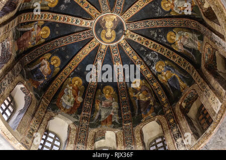 Istanbul, Turquie - Sep 27, 2018. Mosaïque de la Vierge Mère avec enfant, north dome du narthex intérieur à l'église du Saint Sauveur à Chora (Istan Banque D'Images