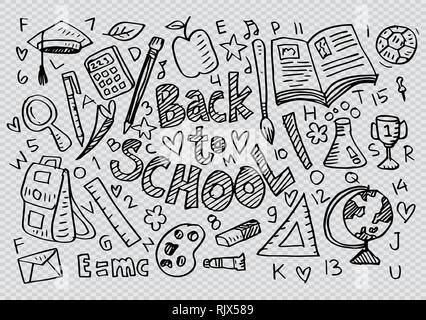 Fournitures scolaires à la main Banque D'Images
