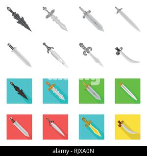 Poignée,magique,ancien,espagnol,privilégiez,verre,combat,decoration,couilles,guerrier viking,,scimitar,ailes,dragon,or,acier,militaires,conquérant,pirate,ruby,pierre,argent,parure,le meurtre,meubles,chevalier,jeu,Chinois,armure,forte,lame,épée,couteau,dague arme,sabre,,cité médiévale,set,icône,,illustration,collection,isolé,design,graphisme,élément vecteur vecteurs,signer , Illustration de Vecteur