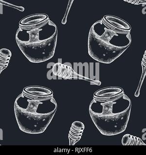 Modèle sans couture à la main avec du miel de craie Illustration de Vecteur