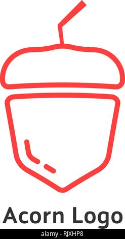 Rouge fine line simple icône acorn Illustration de Vecteur