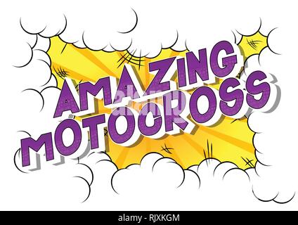 Motocross étonnant - Vector illustration comic book style phrase sur fond abstrait. Illustration de Vecteur