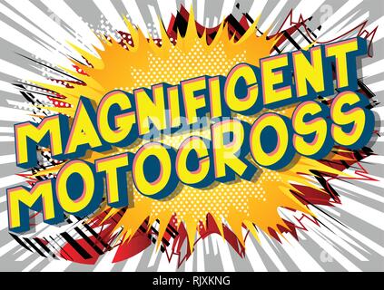 Motocross magnifique - Vector illustration comic book style phrase sur fond abstrait. Illustration de Vecteur