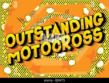 Motocross en suspens - Vector illustration comic book style phrase sur fond abstrait. Illustration de Vecteur