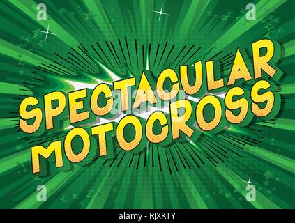 Motocross spectaculaire - Vector illustration comic book style phrase sur fond abstrait. Illustration de Vecteur