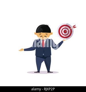 Asian Business Man Holding cible avec flèche Businessman Concept Réalisation Illustration de Vecteur