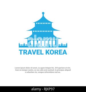 Palais de la Corée du Sud à la Corée Voyage Icône Poster Séoul monument symbole Sou Illustration de Vecteur