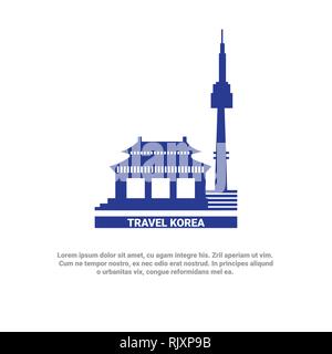 Voyage Corée Séoul affiche l'icône Silhouette de repère Illustration de Vecteur