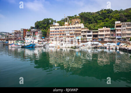Keelung, Taïwan - septembre 5, 2018 : Vieux port de pêche de la ville de Keelung Banque D'Images