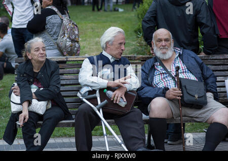 La place principale de la ville de Rosario en Argentine manifestation de protestation contre la hausse des droits de douane et impôts thr aux pensions et les salaires en janvier 2019 Banque D'Images