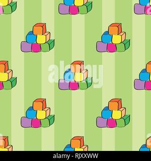 Cubes multicolores sur fond vert, abstract pattern transparente Illustration de Vecteur