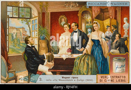 RICHARD WAGNER (1813-1883), compositeur d'opéra allemand illustré vous souhaits sur une carte la promotion d'un extrait de boeuf italien vers 1910 Banque D'Images