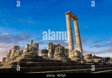 Photo des étapes et les colonnes des ruines de l'antique grecque Ionienne Didymes Temple d'Apollon & accueil à l'Oracle d'Apollon. Aussi connu sous le nom de Di Banque D'Images