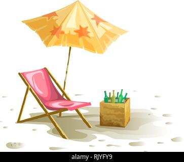 Chaise de Plage et parasol Illustration de Vecteur