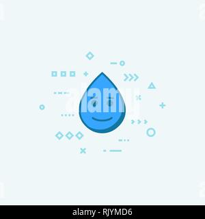 La journée mondiale de l'eau bannière. Goutte d'eau avec les yeux et sourire. Heureux waterdrop sur arrière-plan. Illustration de Vecteur