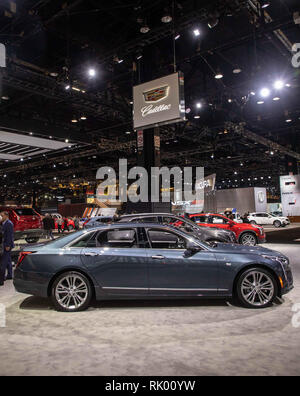 Chicago, USA. 7 Février, 2019. La Cadillac CT6 est visible pendant l'auto de Chicago 2019 Aperçu du média au McCormick Place à Chicago, aux États-Unis, les 7, 2019. La 111e Chicago Auto Show, le plus important aux États-Unis, a débuté jeudi avec près de 50 constructeurs présentant près de 1 000 véhicules au McCormick Place cette année. Crédit : Joel Lerner/Xinhua/Alamy Live News Banque D'Images