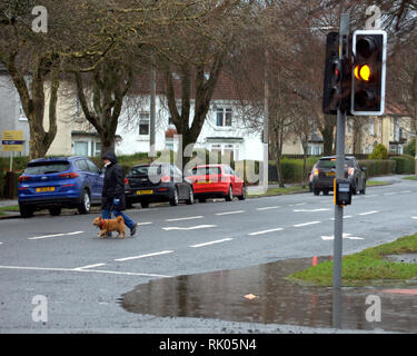 Glasgow, Écosse, Royaume-Uni 8ème, Février, 2019 UK Weather : Storm Erik a de forts vents et de la pluie toute la journée dans le centre-ville que les habitants du mal. Gerard crédit Ferry/Alamy Live News Banque D'Images