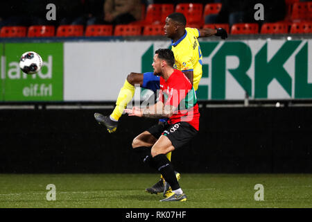 LEEUWARDEN , 08-02-2019 , Cambuur stadion, saison 2018 - 2019 , Keukenkampioen , divisie Nighel Robertha , Mathias Bossaerts pendant le jeu SC Cambuur - NEC Banque D'Images