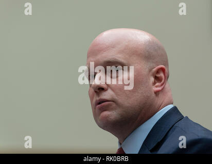 Washington, États-Unis d'Amérique. Le 08 février, 2019. Agissant de la Justice des États-Unis Matthew G. Whitaker apparaît devant le Comité judiciaire de la Chambre sur la colline du Capitole à Washington, DC, le 8 février 2019. Crédit : Chris Kleponis/CNP Crédit dans le monde entier | conditions : dpa/Alamy Live News Banque D'Images