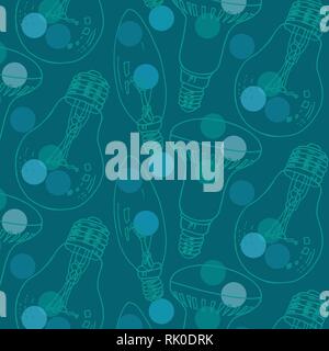 À la main et à incandescence ampoules LED vector de bleu, bleu sarcelle et palette couleurs vert Illustration de Vecteur