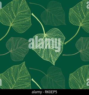 Feuilles de lierre vert printemps modèle vecteur dans la palette des couleurs Illustration de Vecteur